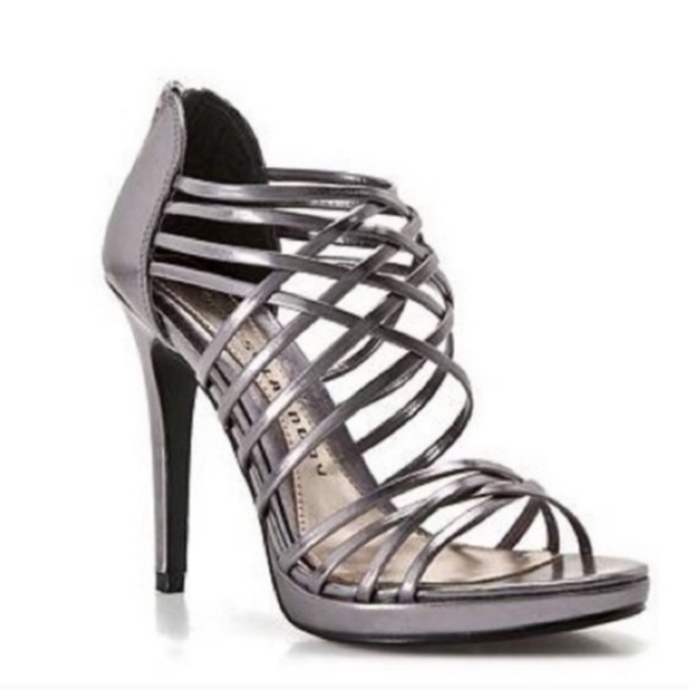 Chinese Laundry Strappy Gunmetal Metalic Silver Heels